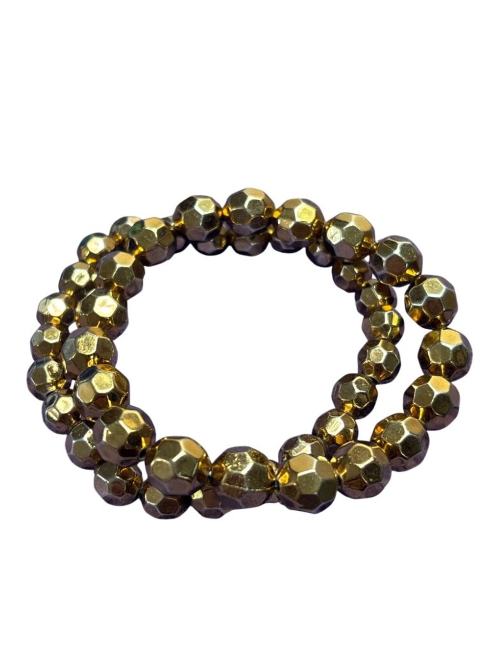 Set of 2 Goldtone Plastic Faceted Beaded 6.5 inches Unstretched